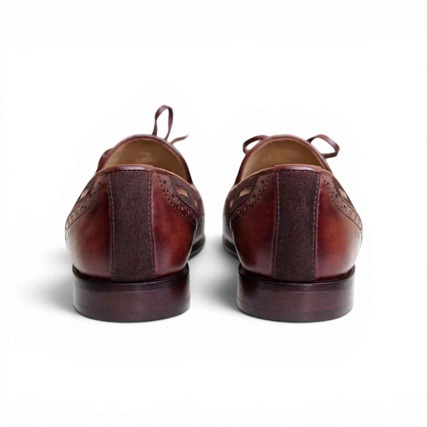 AS Noir Bow "Men's Two-Tone Burgundy Brogue Bow Loafer - Suede & Leather Formal Slip-On