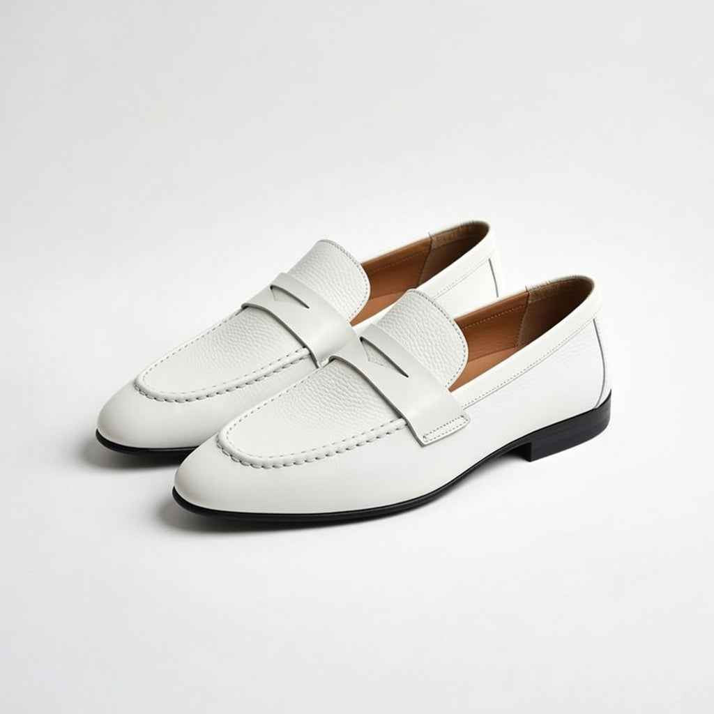 AS - Zonda'Men’s White Leather Loafers