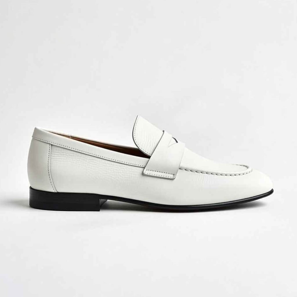 AS - Zonda'Men’s White Leather Loafers