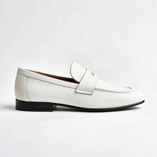 AS - Zonda'Men’s White Leather Loafers