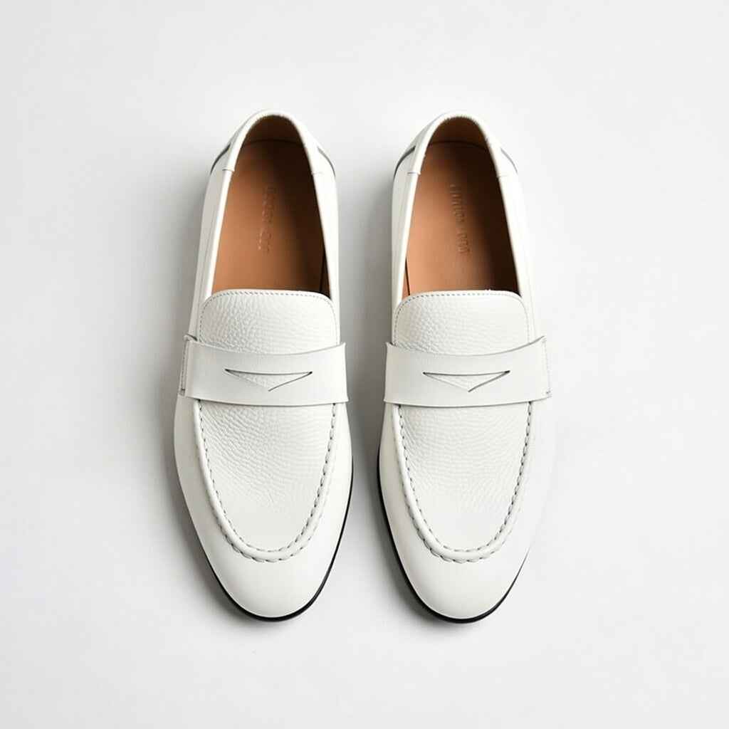 AS - Zonda'Men’s White Leather Loafers
