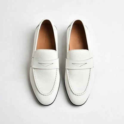 AS - Zonda'Men’s White Leather Loafers