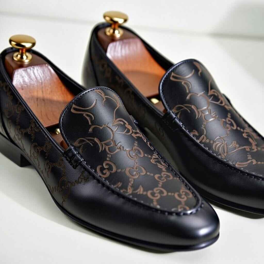 AS - TAZ"Luxury Laser Engraved Leather Loafers for Men