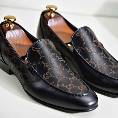 AS - TAZ"Luxury Laser Engraved Leather Loafers for Men