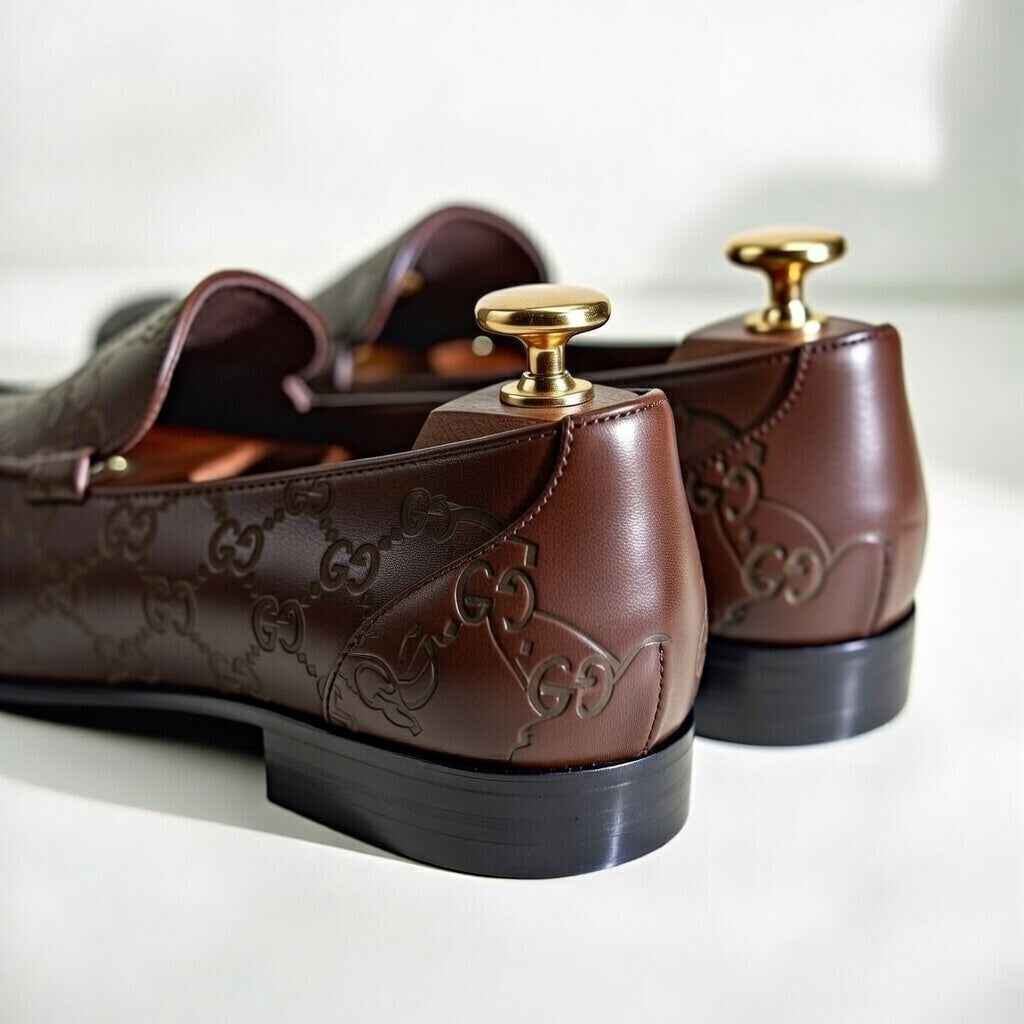AS - TAZ"Premium Brown Men’s Leather Loafers with Laser Engraved Designer Pattern
