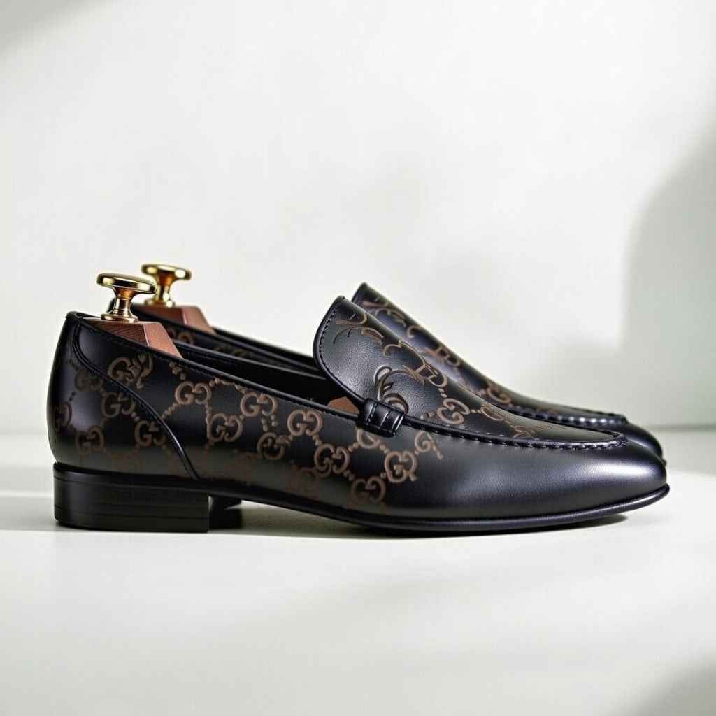 AS - TAZ"Luxury Laser Engraved Leather Loafers for Men