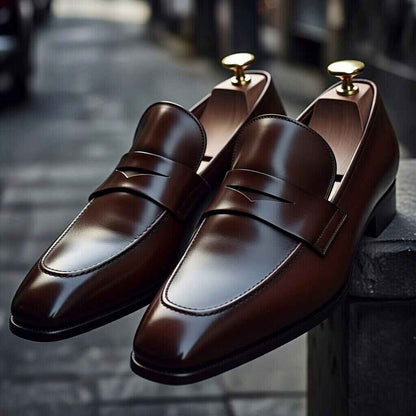 AS - Jabok'Men’s Brown Leather Penny Loafers