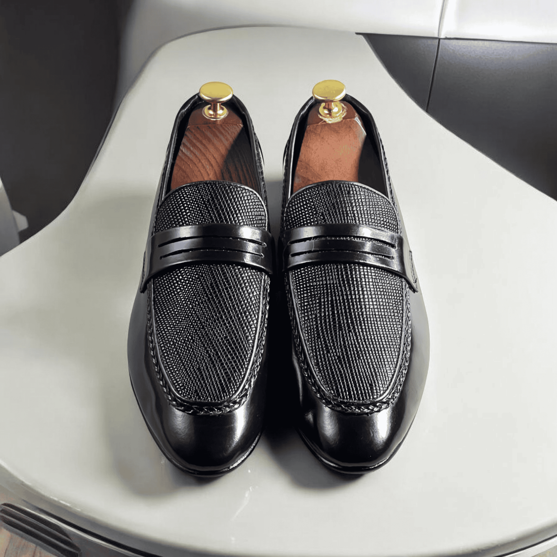 The sleek black finish and handcrafted detailing make Midnight Glide moccasins ideal for both formal and casual occasions. Pair them with office wear, wedding outfits, or smart casual attire for a polished and refined look. With a soft cushioned insole and durable slip-resistant outsole, they ensure all-day comfort and long-lasting performance.