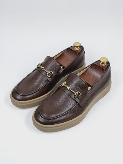 AS - Novak"Men’s Premium Brown Leather Bit loafer