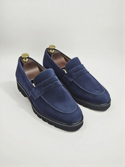 AS - Jake"Men’s Blue Suede Penny Loafers