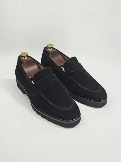 AS - Rabi "Men’s Black  Suede Penny Loafers