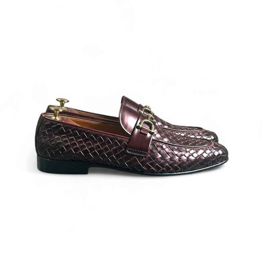AS - Pat" Mehroon Patent Woven Leather Horsebit Loafers