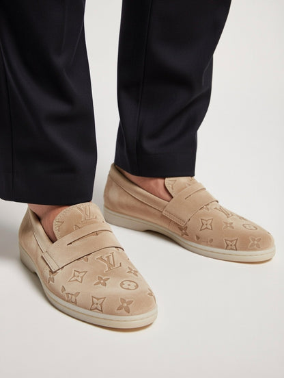 Premium Beige Designer Loafers for Men – Comfortable Slip-On Casual Shoes