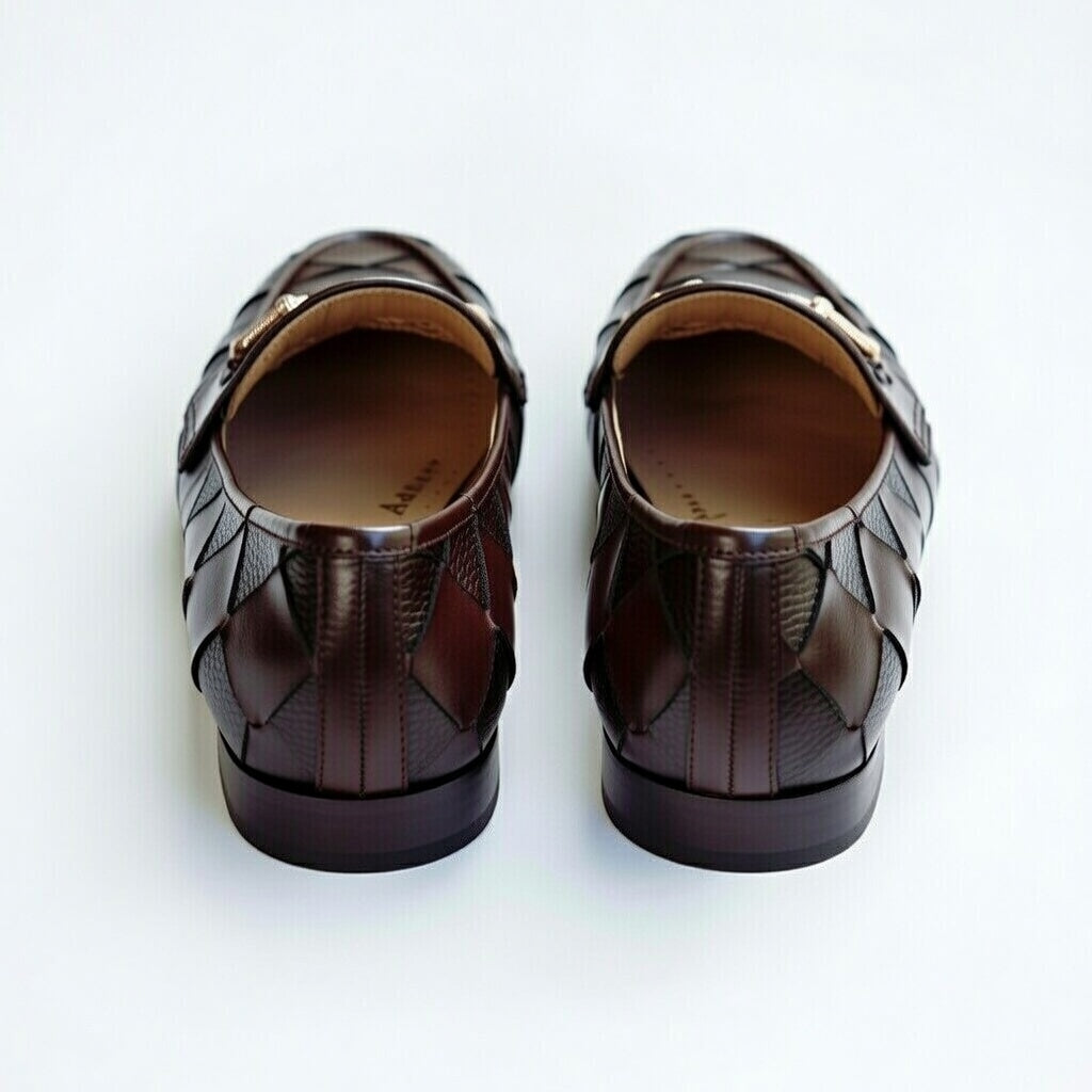 Shop premium men’s brown woven leather loafers made from genuine leather. Stylish, comfortable & perfect for formal and smart-casual wear.