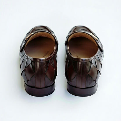 Shop premium men’s brown woven leather loafers made from genuine leather. Stylish, comfortable & perfect for formal and smart-casual wear.