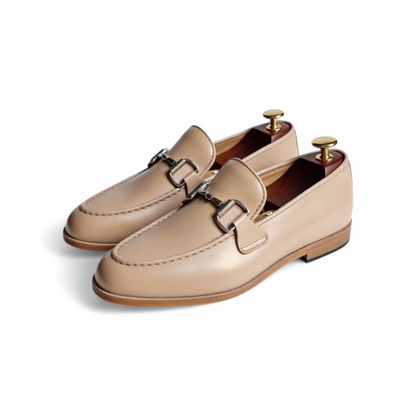 Discover refined style with our Men’s Beige Leather Horsebit Loafers. Crafted from premium leather with a classic horsebit buckle and comfortable slip-on design—perfect for smart-casual and formal outfits. Shop timeless elegance and all-day comfort.