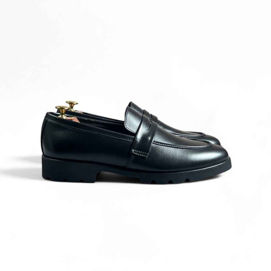 AS - Bleg" Men's Black Leather Penny Loafers