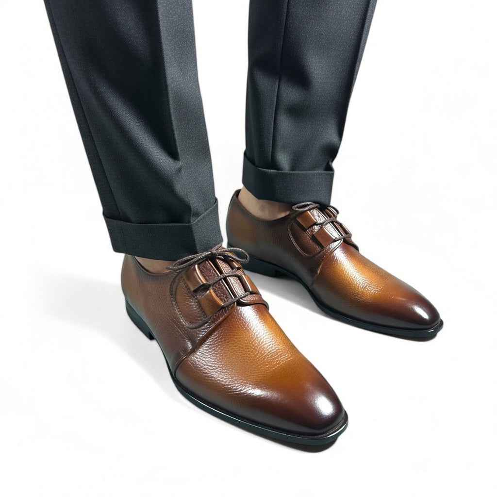 AS - Khab"Men’s Luxury Brown Leather Oxford Dress Shoes