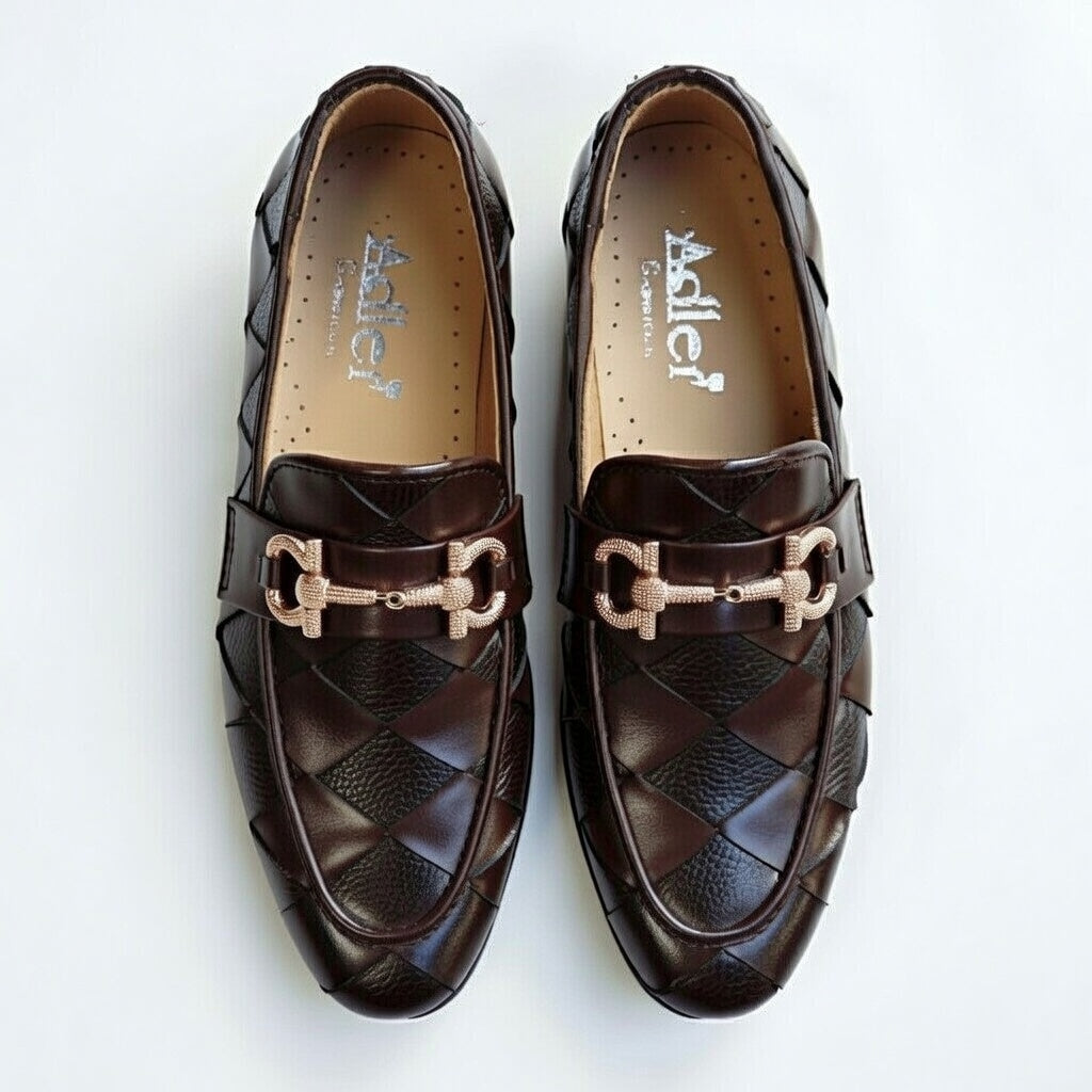 Shop premium men’s brown woven leather loafers made from genuine leather. Stylish, comfortable & perfect for formal and smart-casual wear.