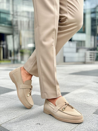 Kintak"Men’s Beige Suede Loafers