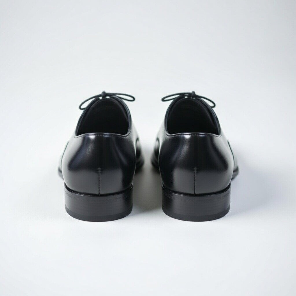 Pair of black dress shoes on a white background