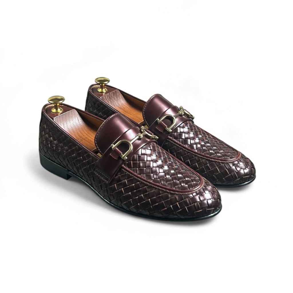 AS - Pat" Mehroon Patent Woven Leather Horsebit Loafers