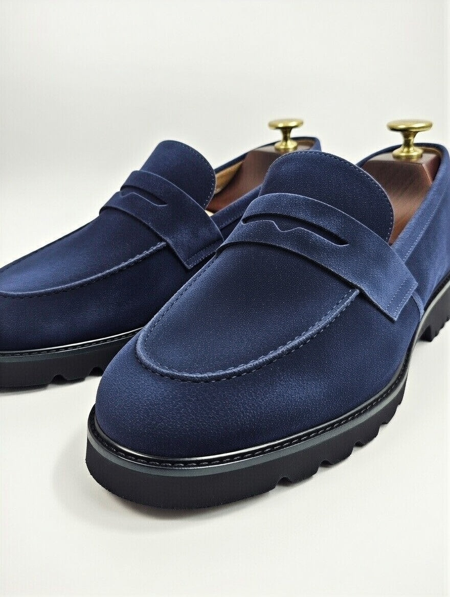 AS - Jake"Men’s Blue Suede Penny Loafers