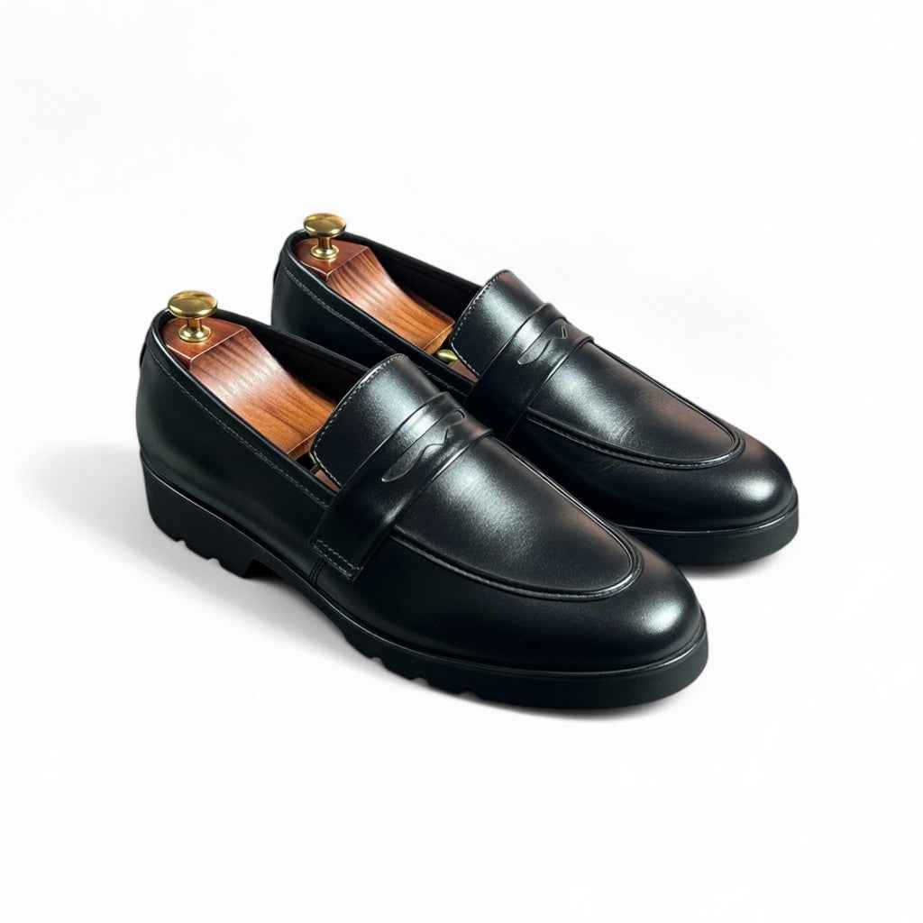 AS - Bleg" Men's Black Leather Penny Loafers