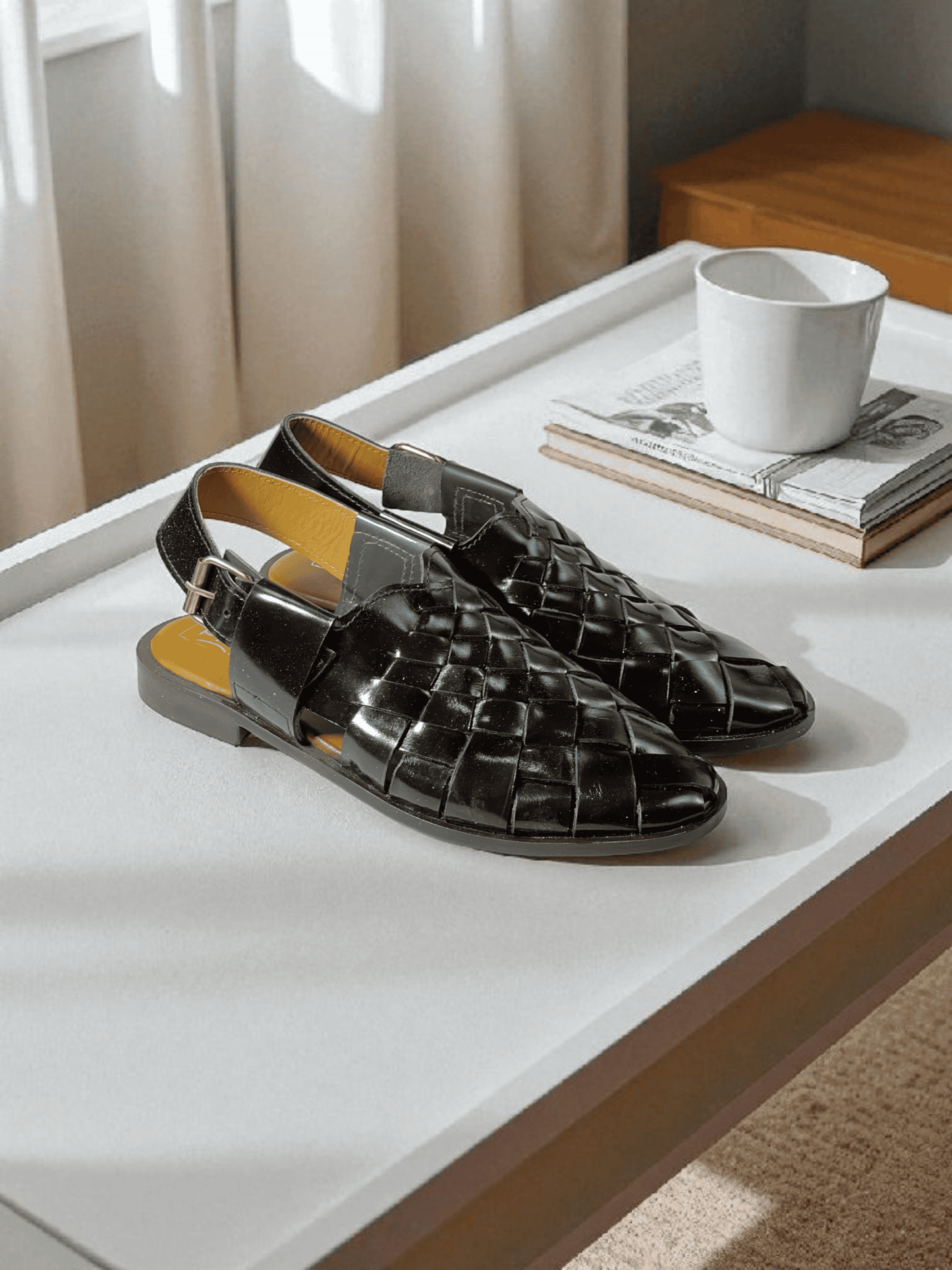 Crafted with care, AS -Noir Classic is a pair of handmade leather woven sandals that exude elegance and comfort. Made with premium materials, these sandals are perfect for any occasion and are sure to elevate your style. Step into luxury with Noir Classic.