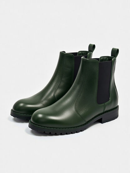 Classic Green Chelsea boots made from genuine leather for men