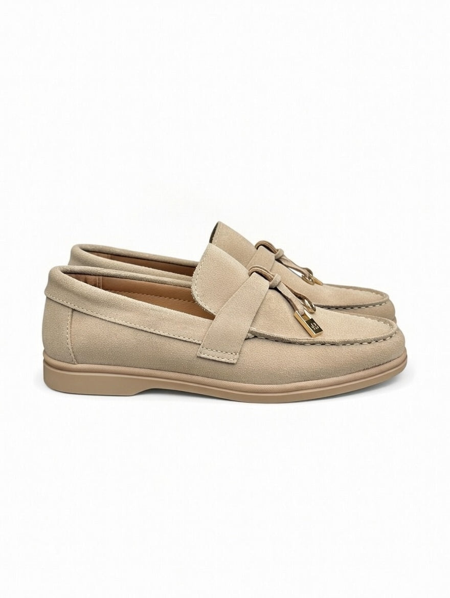 Kintak"Men’s Beige Suede Loafers