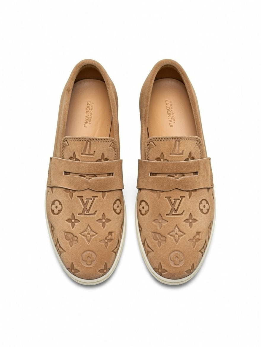 Premium Beige Designer Loafers for Men | Stylish Slip-On Shoes