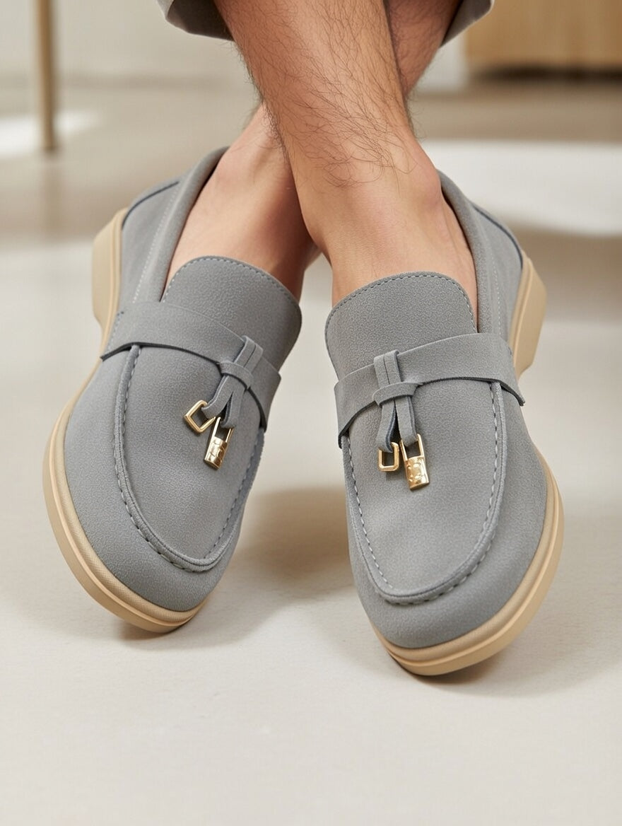 Men’s Grey Blue Suede Loafers