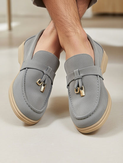 Men’s Grey Blue Suede Loafers