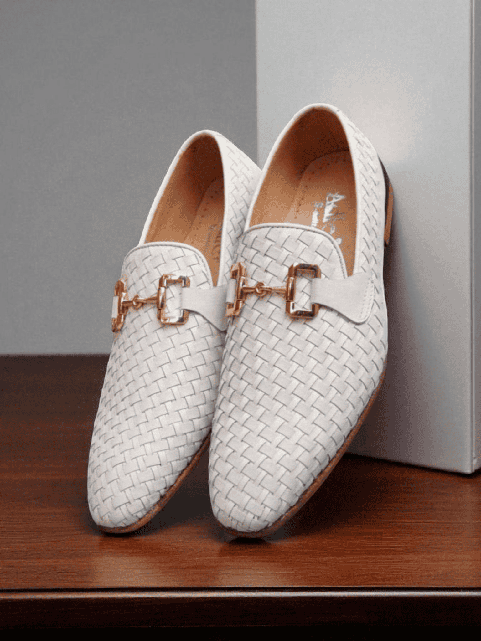 handmade leather loafers, white woven loafers, men’s formal shoes, luxury loafers for men, genuine leather loafers, wedding shoes for men, designer loafers Pakistan