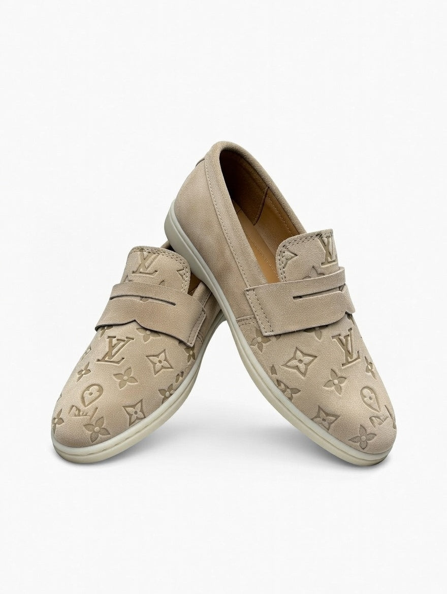 Premium Beige Designer Loafers for Men – Comfortable Slip-On Casual Shoes