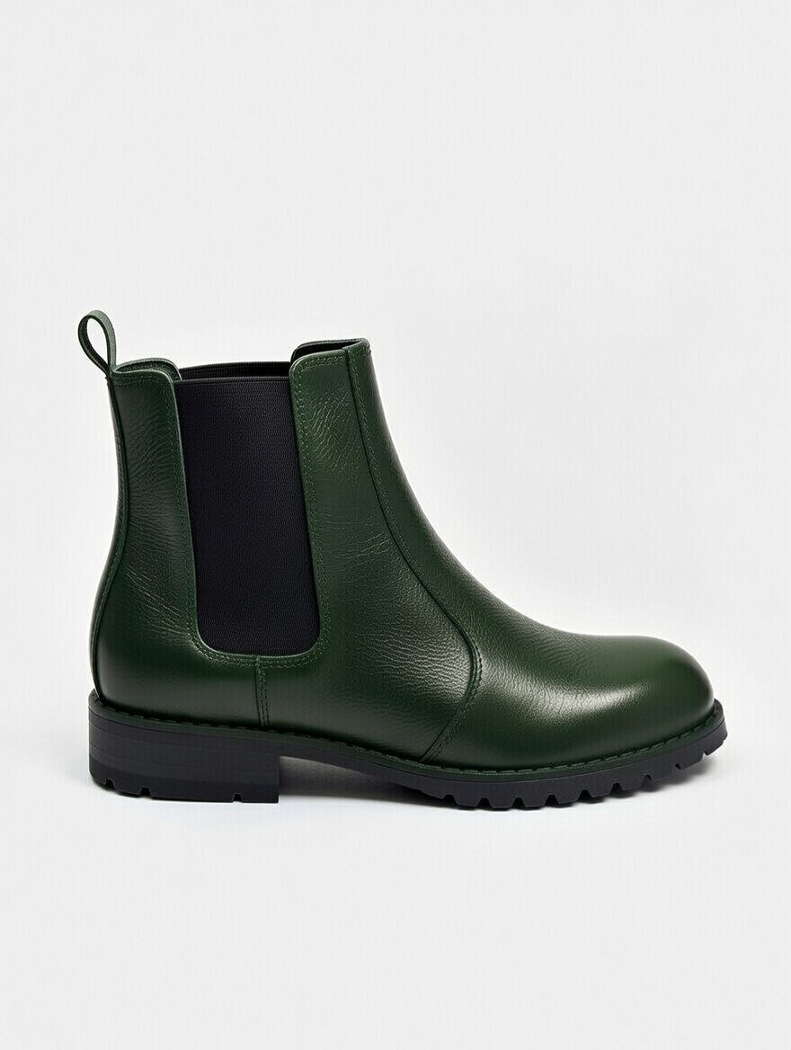 Classic Green Chelsea boots made from genuine leather for men