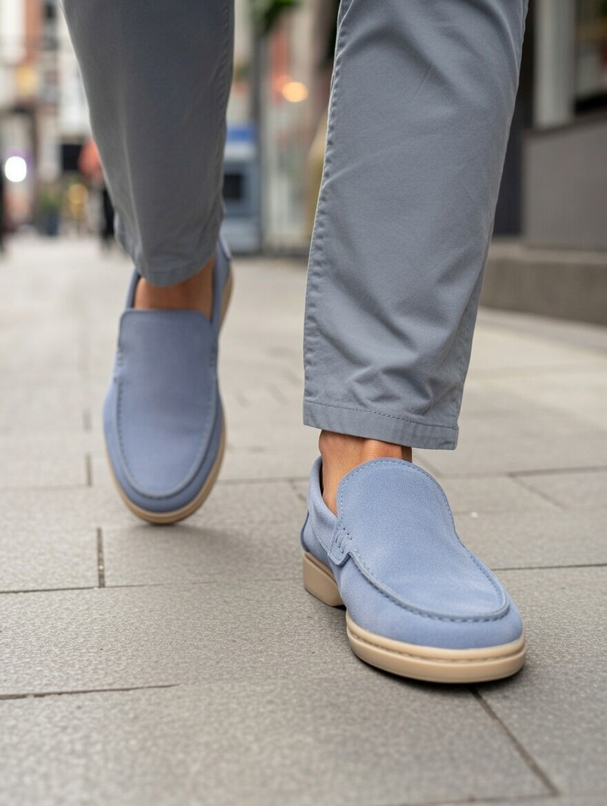 Men’s Blue Suede Loafers – Comfortable Slip-On Casual & Smart Shoes