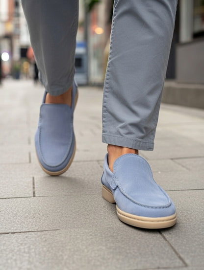 Men’s Blue Suede Loafers – Comfortable Slip-On Casual & Smart Shoes