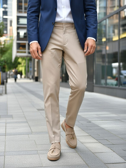 Kintak"Men’s Beige Suede Loafers