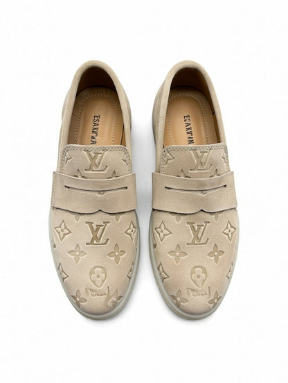 Premium Beige Designer Loafers for Men – Comfortable Slip-On Casual Shoes