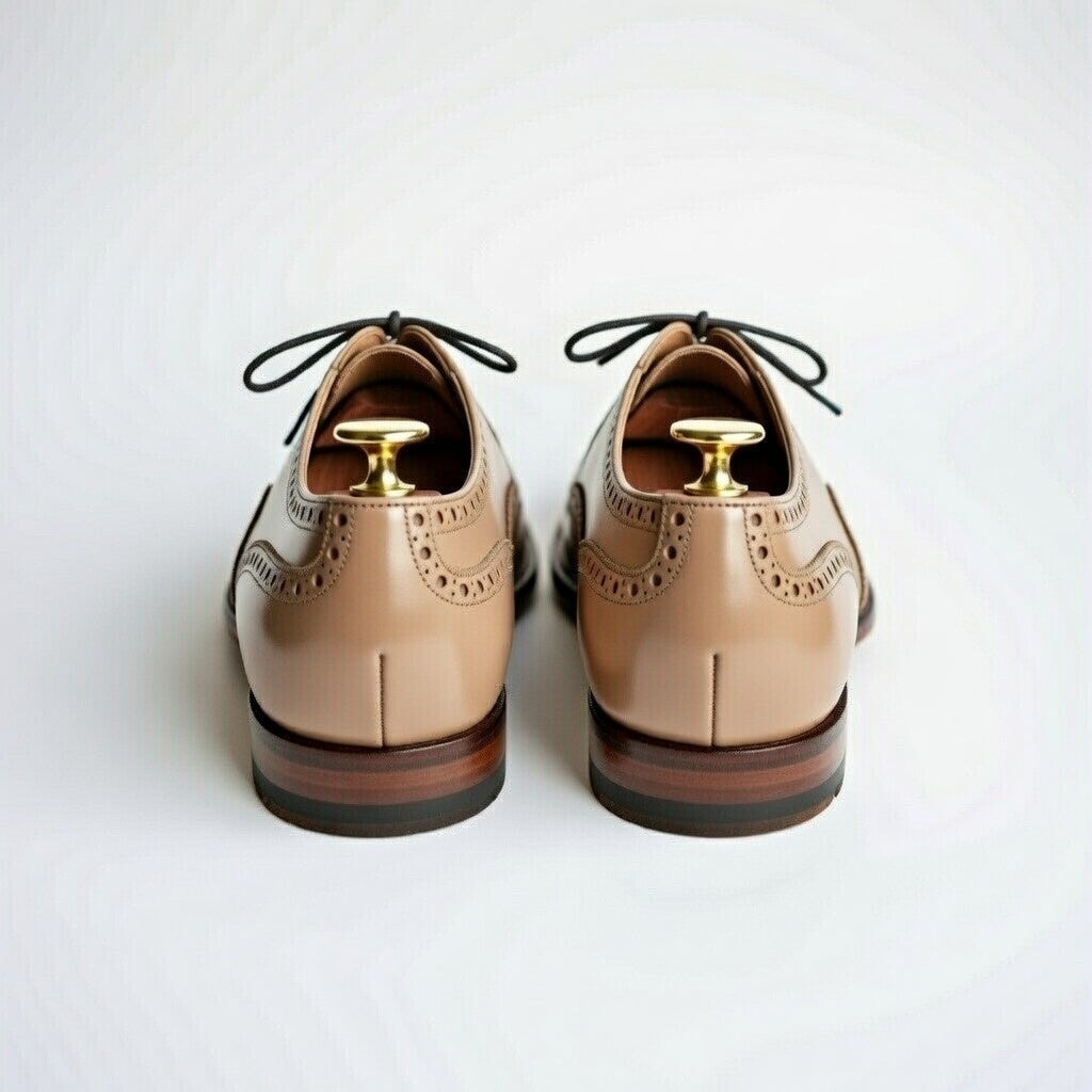 AS - Broky"Men’s Classic Beign Leather Brogue Oxford Shoes