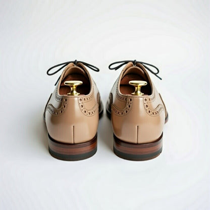 AS - Broky"Men’s Classic Beign Leather Brogue Oxford Shoes