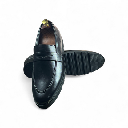 AS - Bleg" Men's Black Leather Penny Loafers