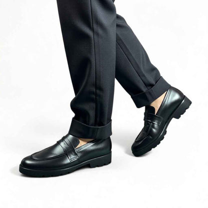AS - Bleg" Men's Black Leather Penny Loafers