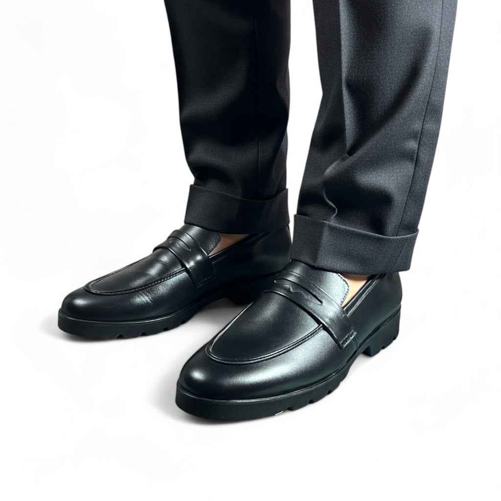 AS - Bleg" Men's Black Leather Penny Loafers