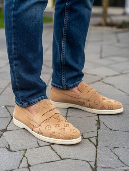 Premium Beige Designer Loafers for Men | Stylish Slip-On Shoes