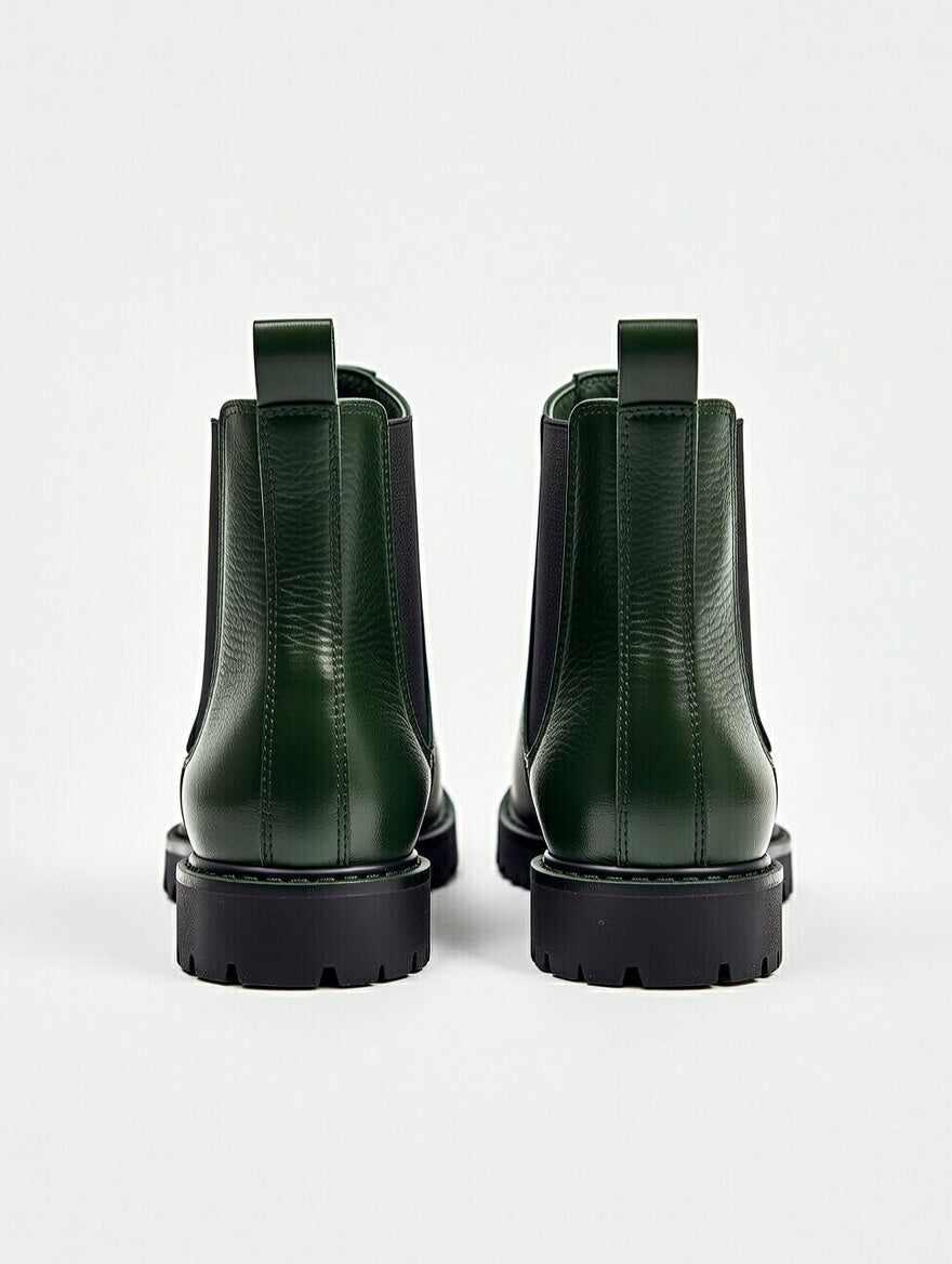 Classic Green Chelsea boots made from genuine leather for men