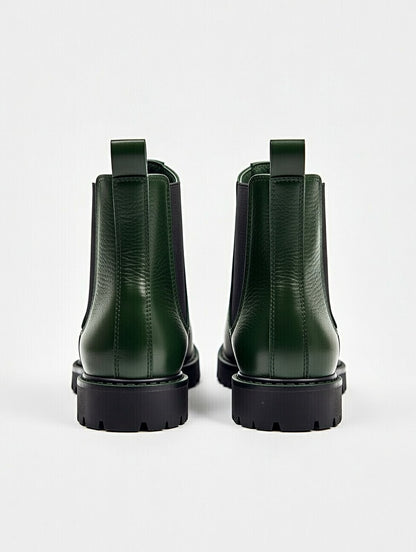 Classic Green Chelsea boots made from genuine leather for men