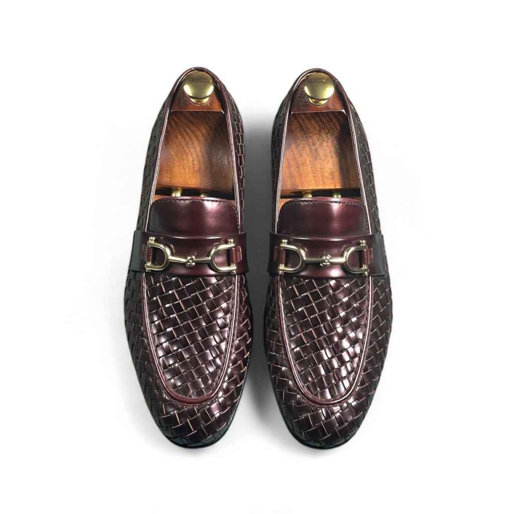 AS - Pat" Mehroon Patent Woven Leather Horsebit Loafers